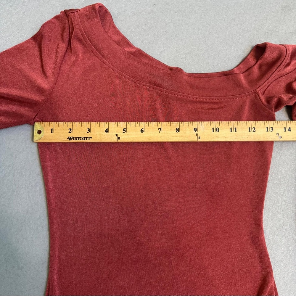 Free People Intimately | Rust Red | One Shoulder | Long Sleeve Bodysuit | Size S - Picture 3 of 9